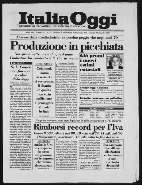 Italia oggi : quotidiano di economia finanza e politica